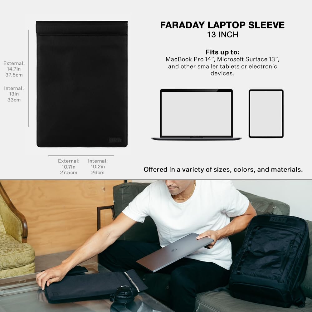 SLNT Faraday Bag for Laptop & Tablet - Signal Blocking Pouch with Silent Pocket Technology - Waterproof & Durable Nylon - Fits 13
