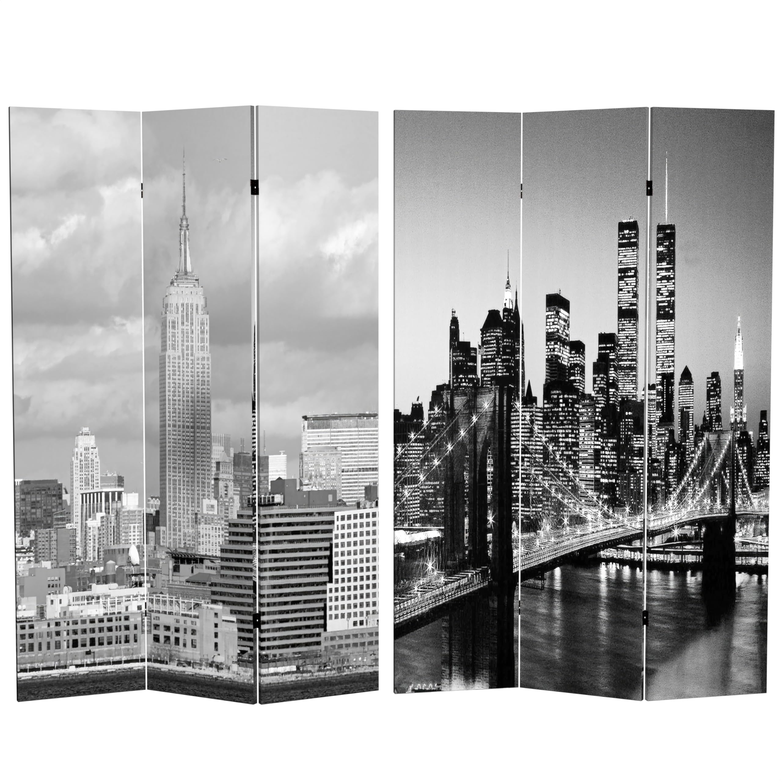 6 ft. Tall Double Sided New York Scenes Room Divider - Red Lantern Design for Home & Office Decor | Perfect for Living Room Partition, Bedroom Privacy Screen, and Event Backdrop