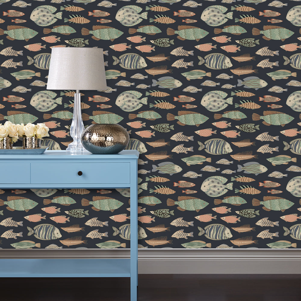 Self-Adhesive Marine Fish Wallpaper - Waterproof & Removable Decorative Sticker for Bathroom, Kitchen, or Kids Room Decor
