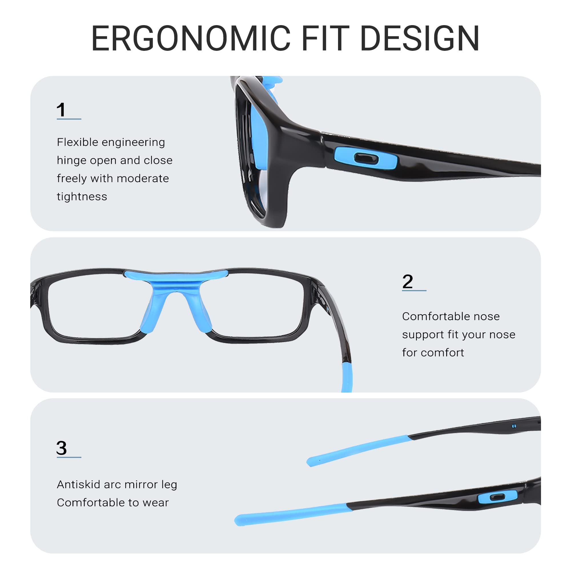 Best Sports Goggles for Football & Soccer - Adjustable Safety Glasses with Interchangeable Temples for Men & Youth - Perfect for Training, Games & Outdoor Activities