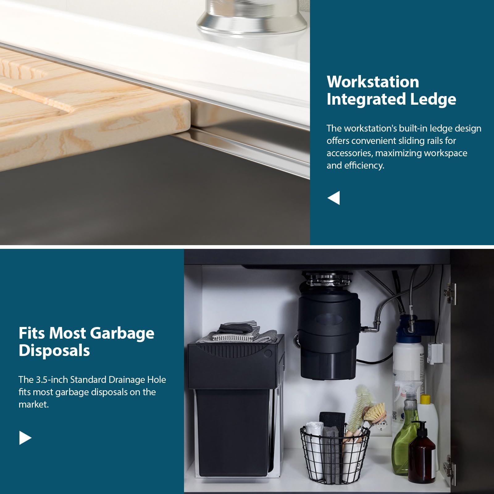 30x18 Inch Undermount Stainless Steel Kitchen Sink - 16 Gauge Single Bowl Workstation Sink with Accessories for Countertop Installation | Perfect for Food Prep, Dishwashing & Modern Kitchen Renovations