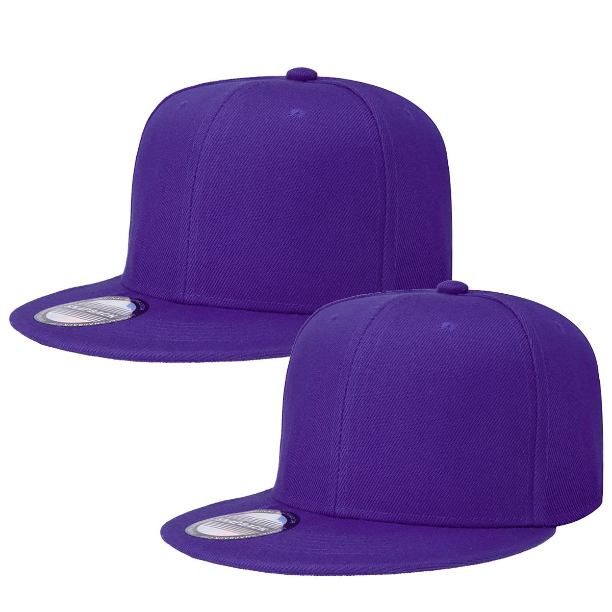 Falari 2-Pack Classic Snapback Hats - Adjustable Flat Bill Blank Solid Color Baseball Caps for Men & Women - Hip Hop Streetwear Style for Casual Wear, Sports & Outdoor Activities