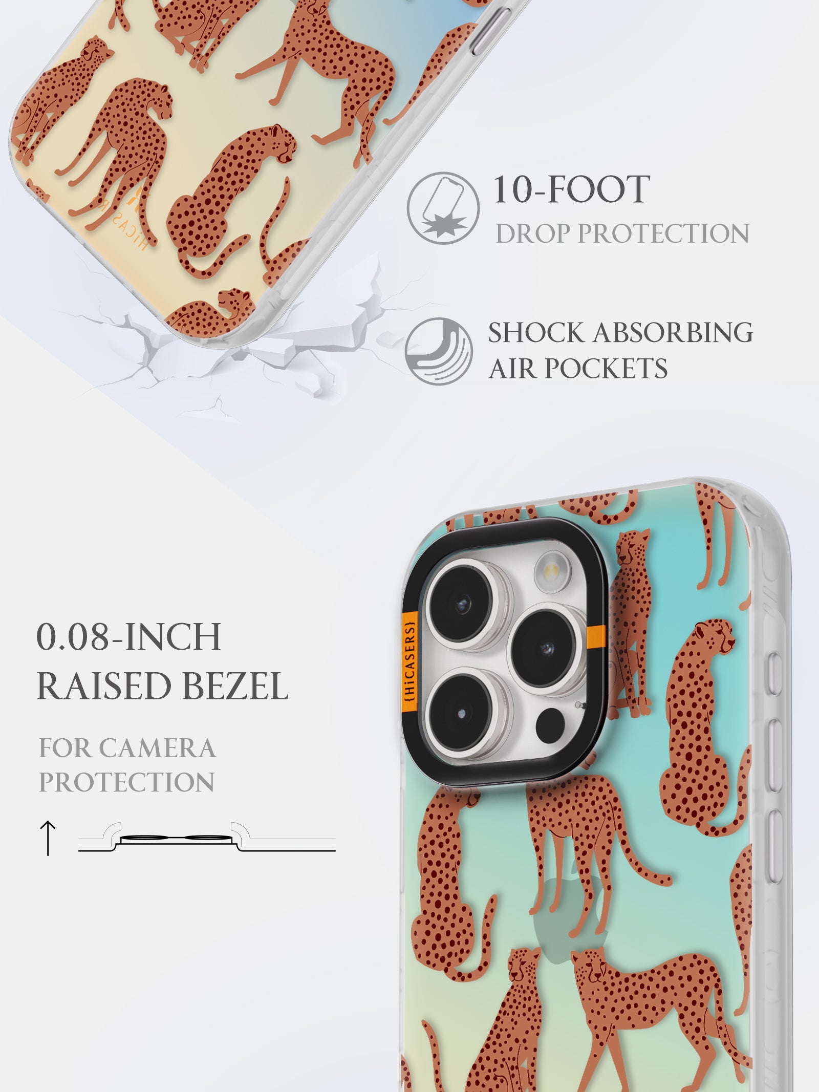 Cheetah Print Iridescent Phone Case - Brown | Stylish & Durable Protective Cover for iPhone & Android | Perfect for Everyday Use, Travel & Fashion Accessories