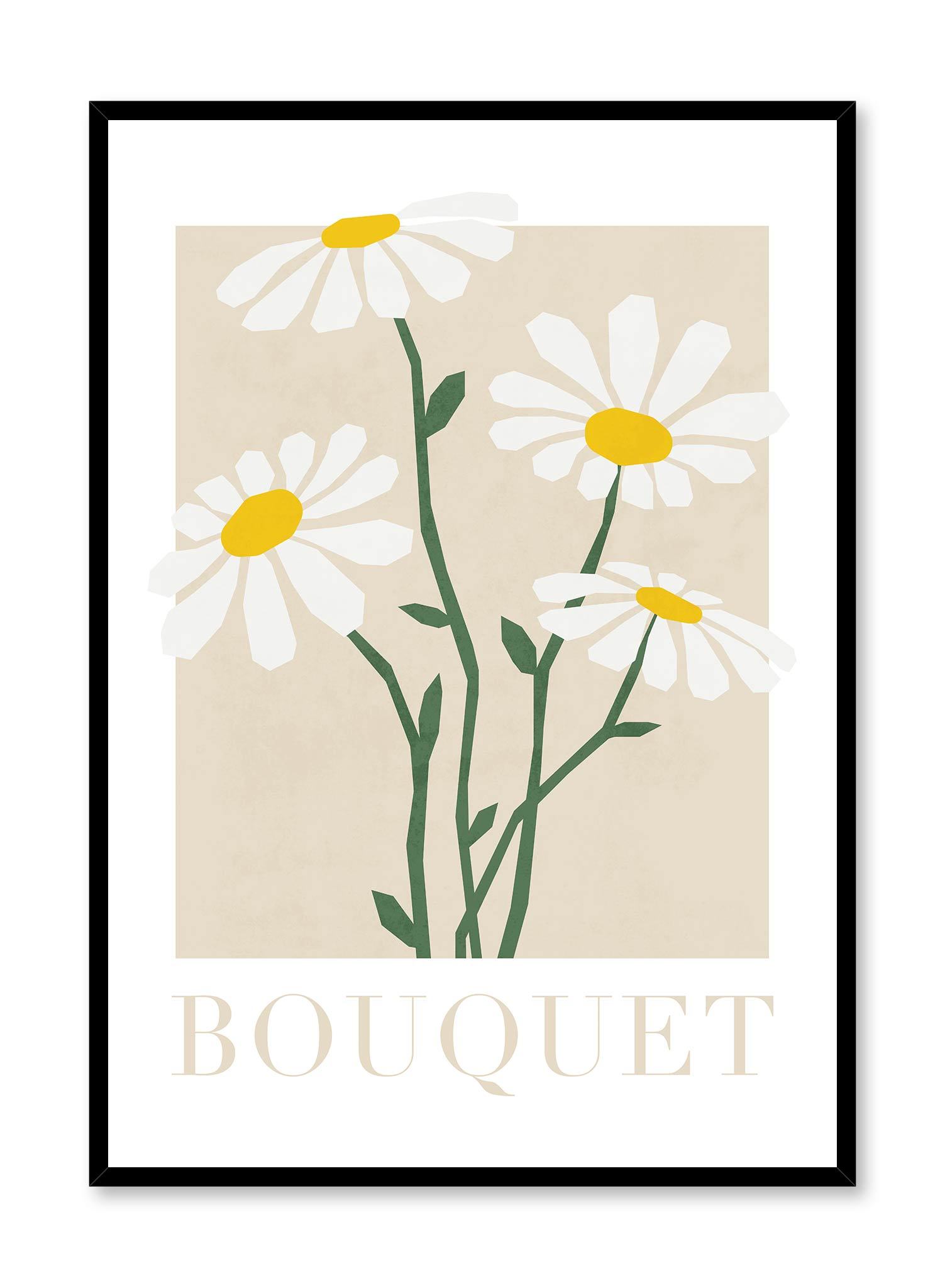 Beautiful Daisy Flower Poster - Vibrant Floral Wall Art Decor for Living Room, Bedroom & Office - Perfect for Home & Office Decor