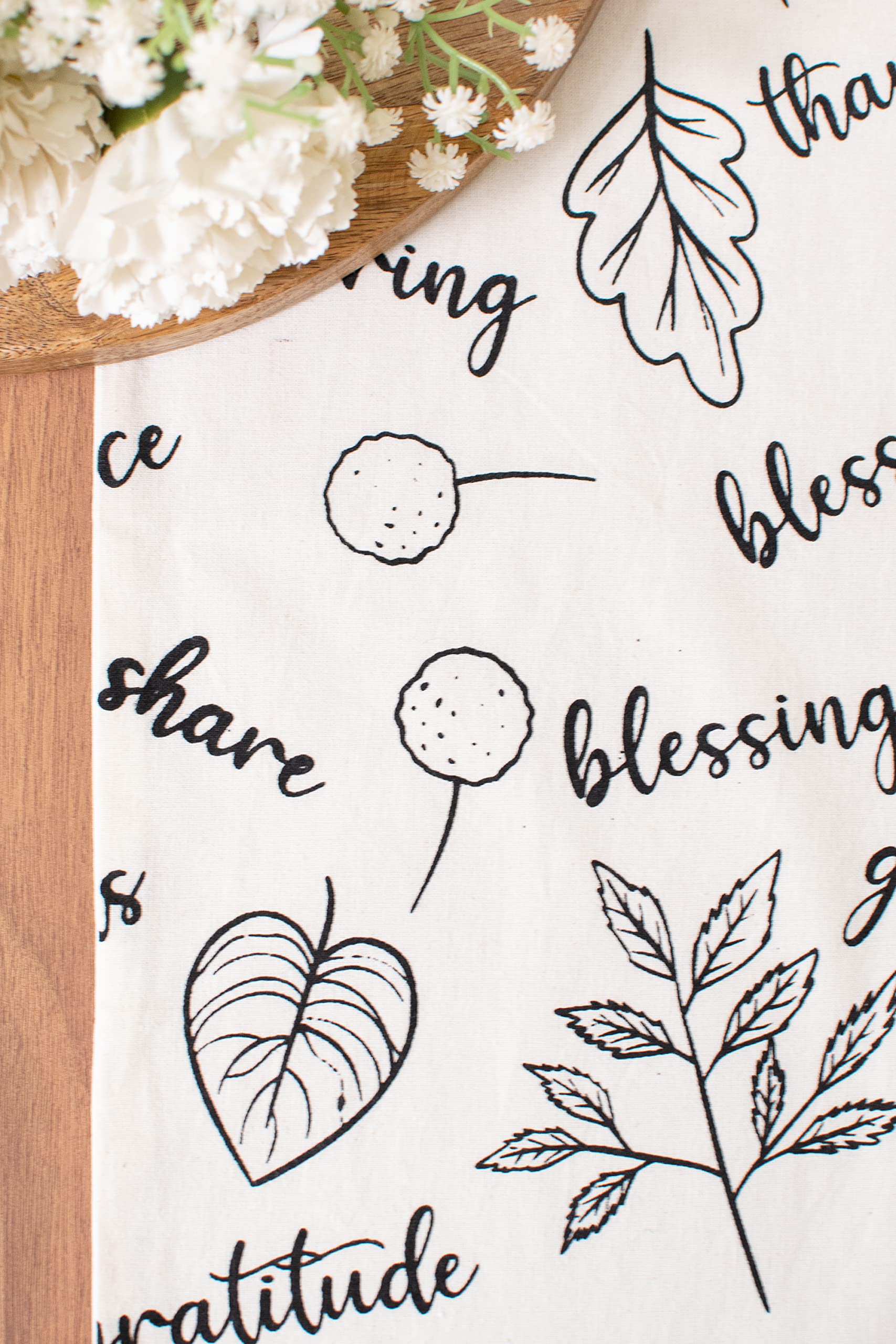 Thanksgiving Table Runner - 14x36 Inch Off-White & Black Dresser Scarf for Dining Table, Kitchen, Buffet - Holiday Decor for Thanksgiving, Christmas, Wedding Party & Home Decor
