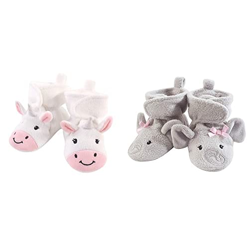 Cozy Fleece Booties for Baby Girls 0-6M - Unicorn & Elephant Design for Playtime