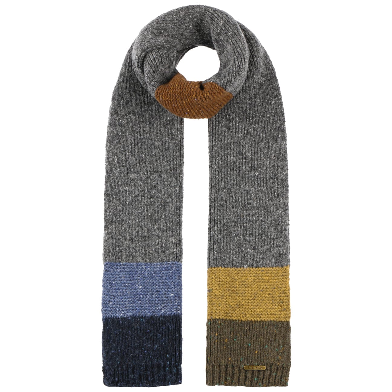 Stetson Donegal Wool Color Block Knit Scarf - Warm Winter Fashion Accessory for Men & Women - Perfect for Outdoor Activities, Travel, and Cold Weather Protection