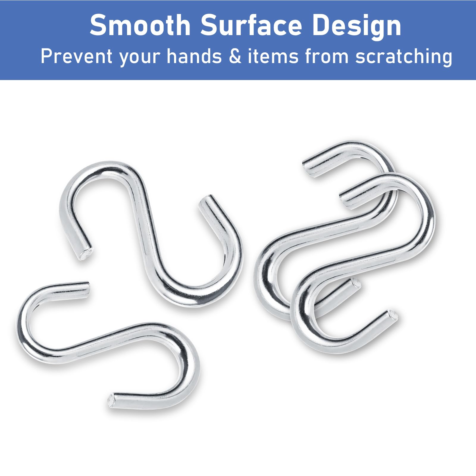 40 Pack 2.2 Inch Stainless Steel S Hooks - Heavy Duty Small S Hooks for Hanging Plants, Kitchen Utensils, Closet Organizers & Garage Storage - Multi-Purpose Hanging Hooks for Home & Office Organization