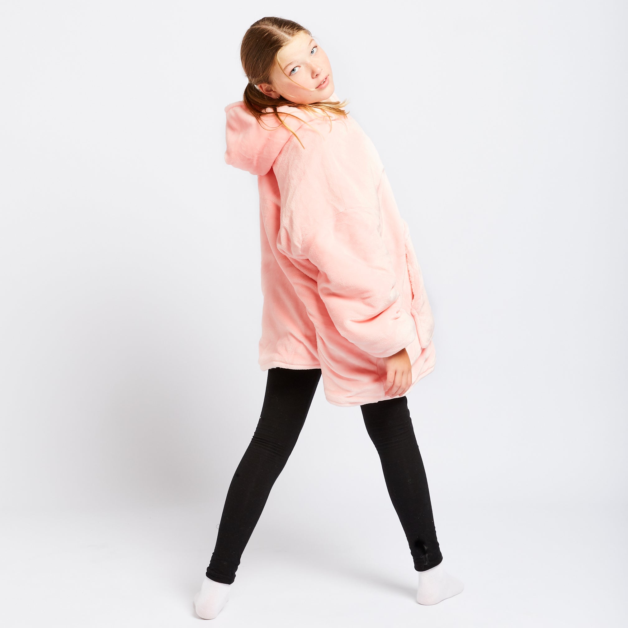 Cozy Pink Kids Oodie - Soft Fleece Hoodie Blanket for Girls & Boys - Perfect for Sleepovers, Movie Nights & Winter Comfort