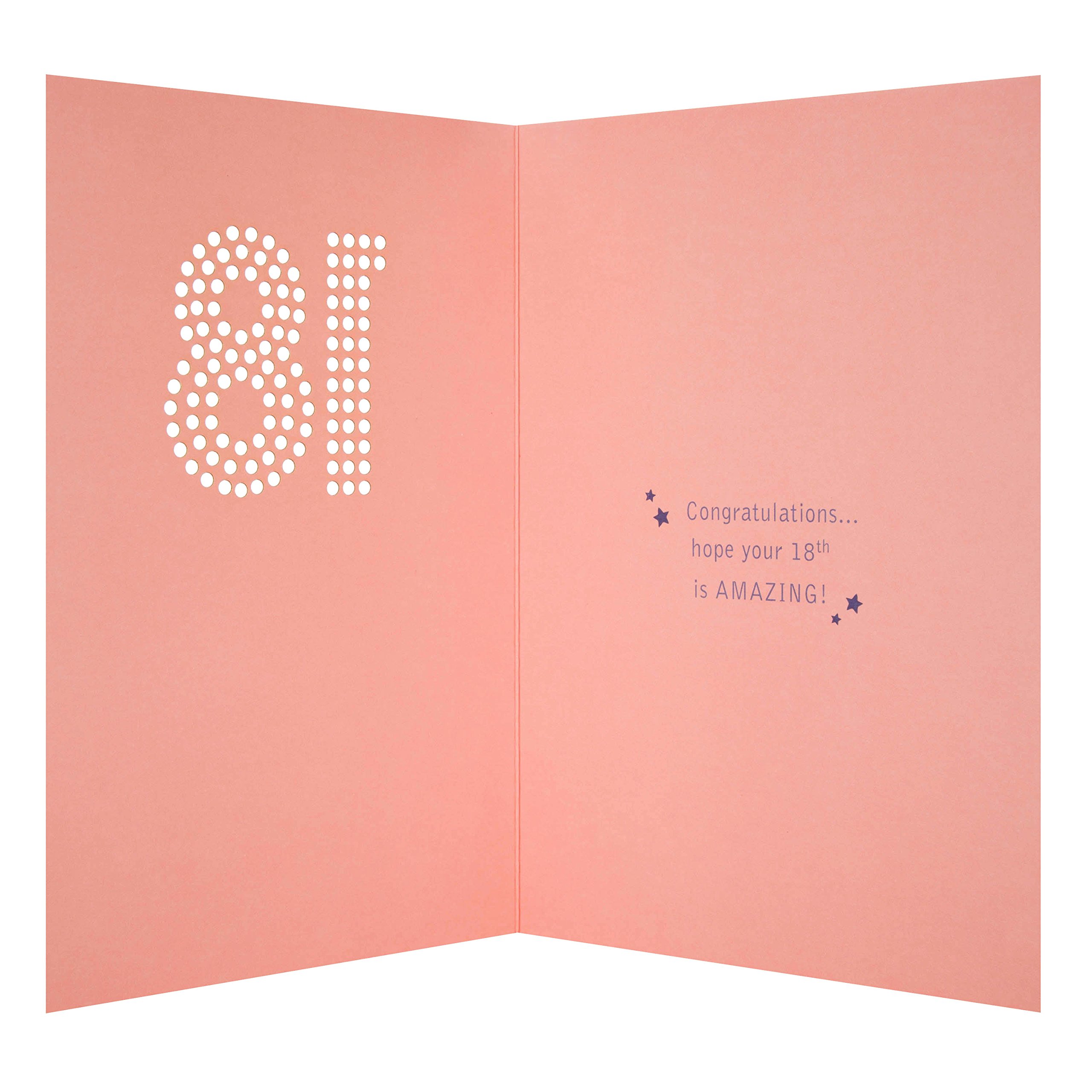 Hallmark Sister 18th Birthday Card - 'Congratulations' Greeting Card for Sister's Milestone Birthday - Perfect for Sweet 18 Celebrations, Graduation Gifts & Special Occasions
