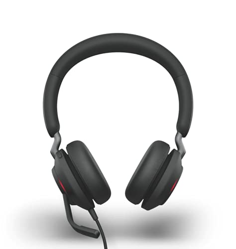 Jabra Evolve2 40 PC Headset - Noise Cancelling Microsoft Teams Certified Stereo Headphones with 3-Microphone Call Technology - USB-A Cable - Black - Perfect for Remote Work, Online Meetings, and Office Communication