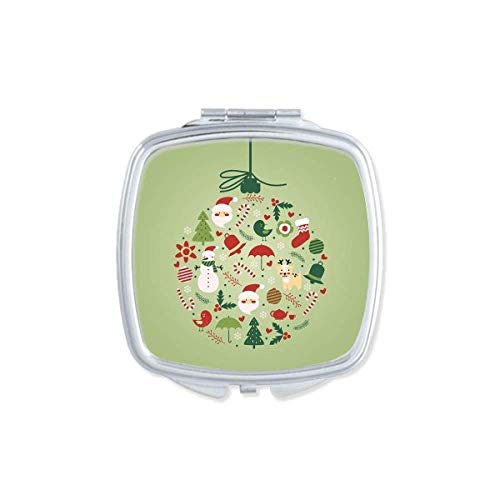 DIYthinker Santa Claus Snowman Tree Green Mirror - Portable Compact Pocket Makeup Mirror with Double Sided Glass for Travel, Home & Office