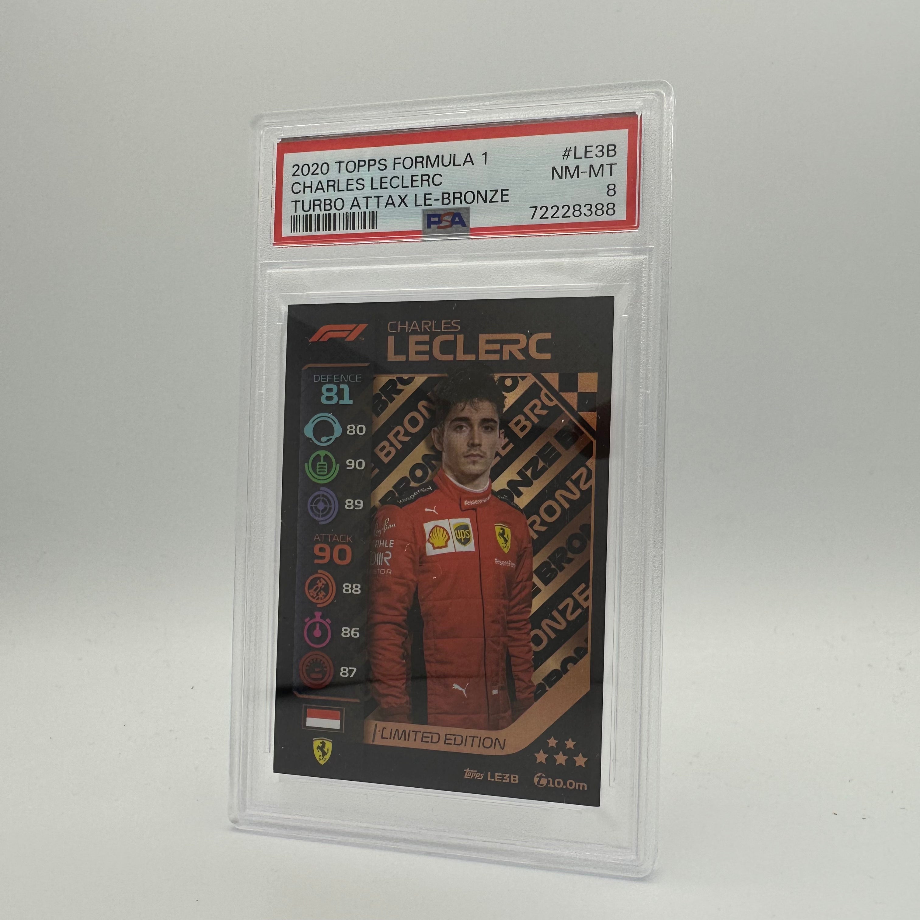PSA 8 Graded CHARLES LECLERC #LE3B Limited Edition Bronze Trading Card - Perfect for F1 Collectors & Motorsport Memorabilia Enthusiasts
