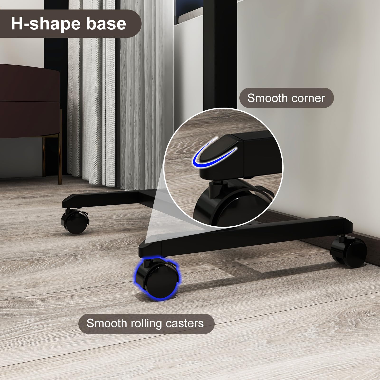 Adjustable Overbed Table with Wheels - Portable Rolling Laptop Desk for Bed, Sofa & Hospital Use - Mobile Computer Cart & Side Table for Home, Office & Patient Care