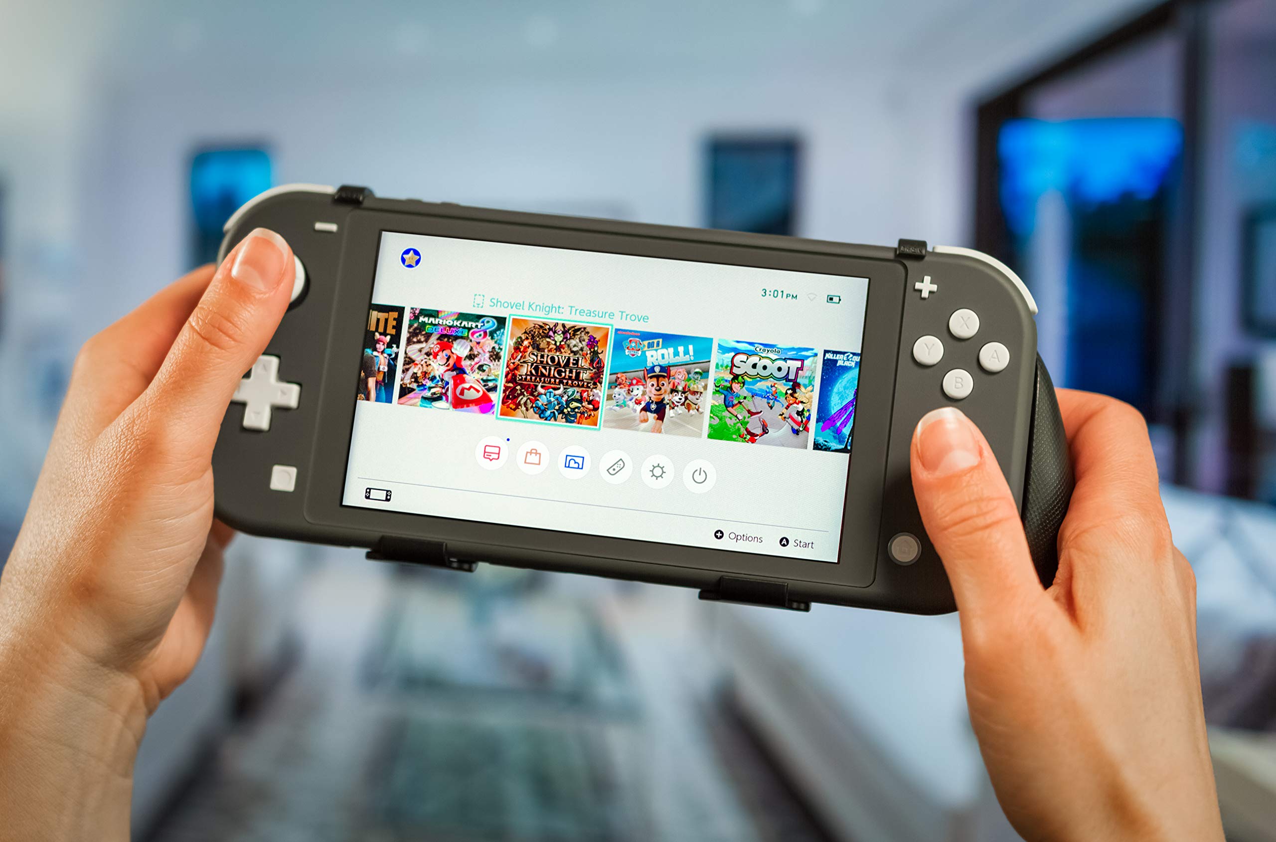 YoK Black Ergonomic Grip for Nintendo Switch Lite - Comfortable Handheld Controller Holder (Not Compatible with Original Switch) - Perfect for Gaming, Travel & Long Play Sessions