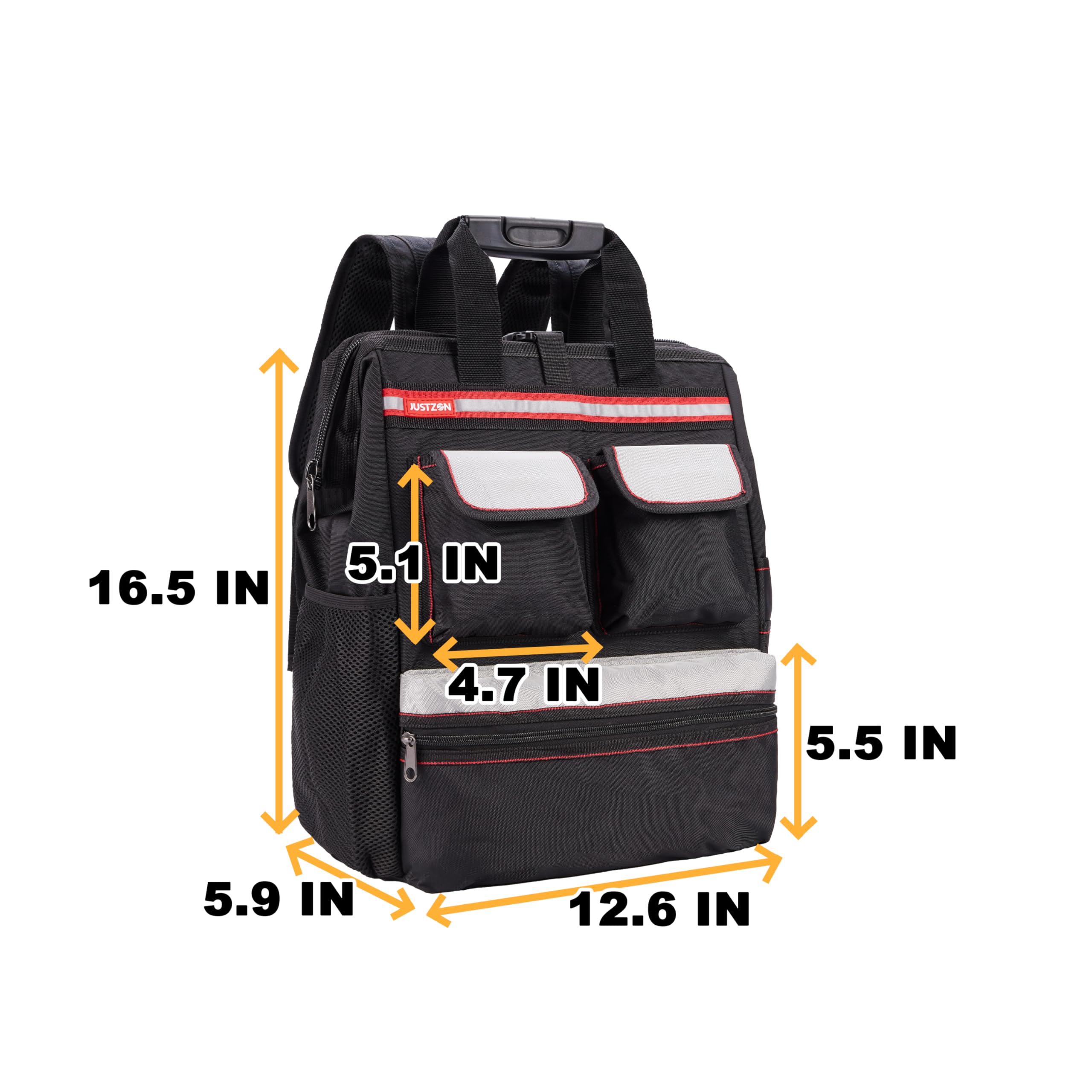 Heavy Duty Tool Backpack with Padded Back Support - Large Capacity Electrician Tool Bag for Plumbers, HVAC Technicians & Cable Repairmen | Durable Work Backpack for Construction Sites & Field Service Jobs