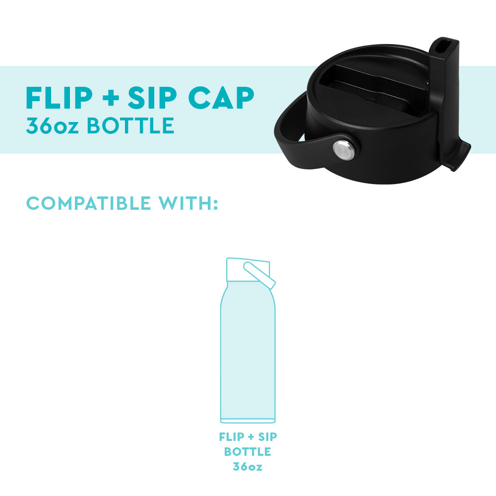 Black Flip & Sip Cap 36oz Water Bottle - Leakproof Stainless Steel Insulated Tumbler for Gym, Hiking & Outdoor Activities