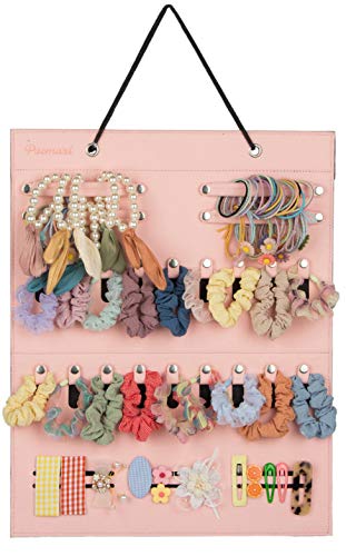 Pink Hair Accessories Organizer for Baby Girls - Hair Ties, Scrunchies & Bow Holder with Hanging Storage - Perfect for Nursery, Bedroom or Bathroom Organization