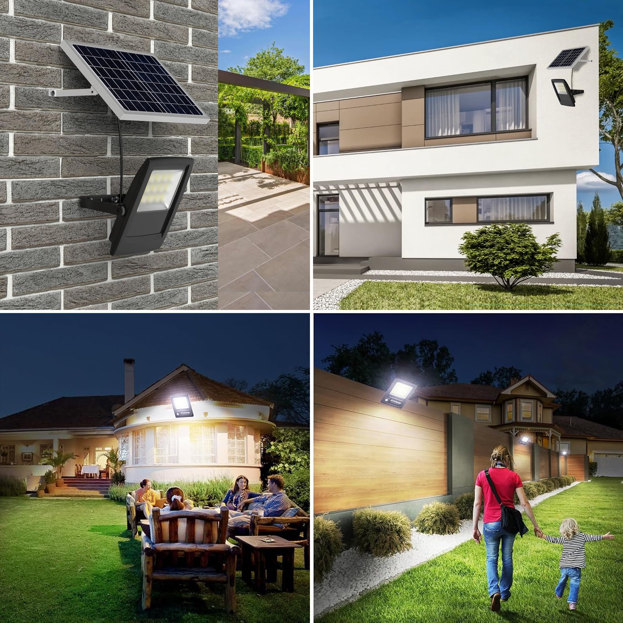 13.5W Solar Motion Sensor Flood Lights with Remote - 1280 Lumens LED Waterproof Outdoor Security Lighting (6000K Daylight White) for Patio, Yard, Street, Garden & Driveway | Auto On/Off Solar Powered Wall Lights for Home & Commercial Use