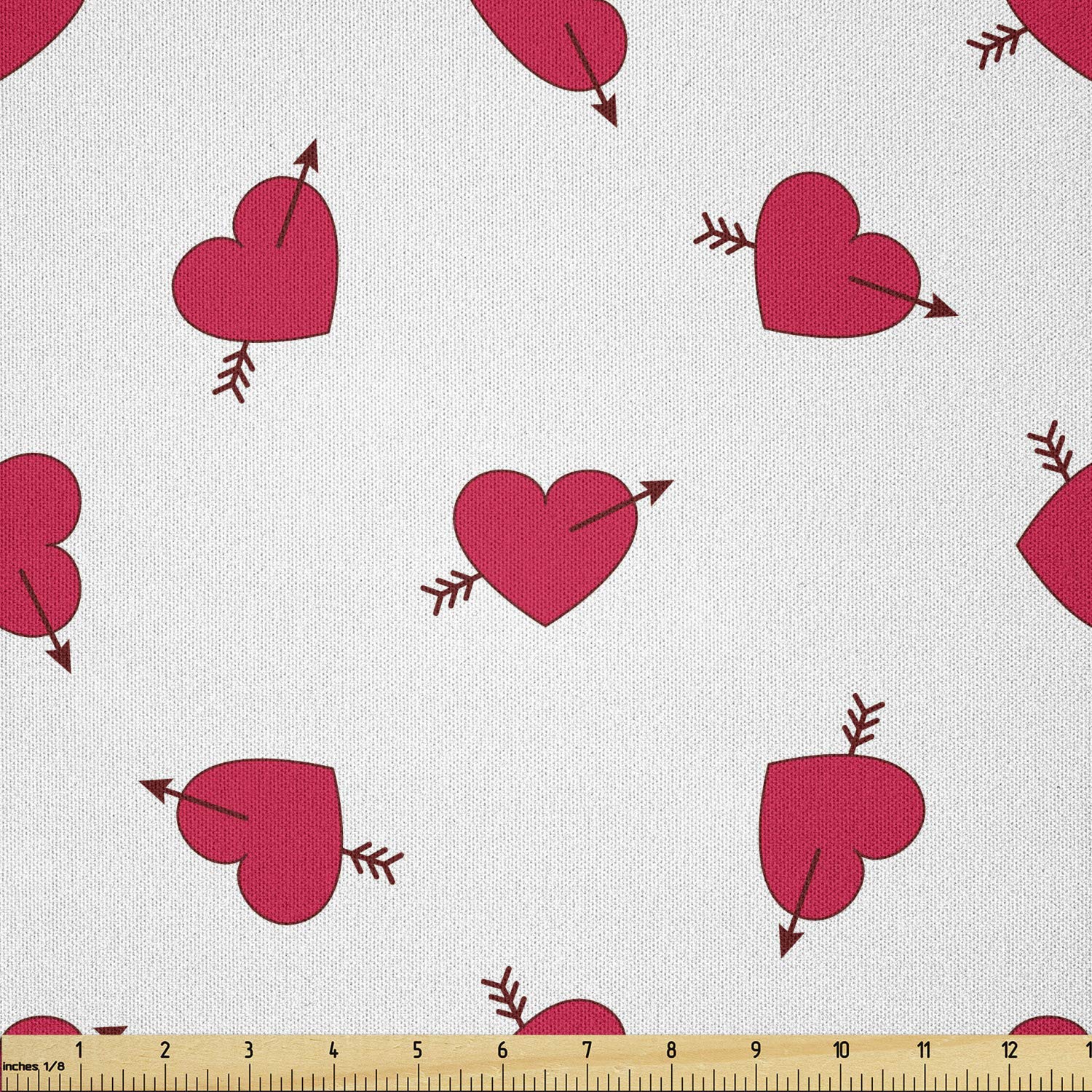 Ambesonne Valentine's Day Fabric by The Yard - Cartoon Hearts with Arrows Love Passion Romance Microfiber Fabric for DIY Crafts, Quilting, Upholstery & Home Decor (10 Yards, Dark Coral Brown White) - Perfect for Valentine's Gifts, Romantic Bedding & Craft Projects