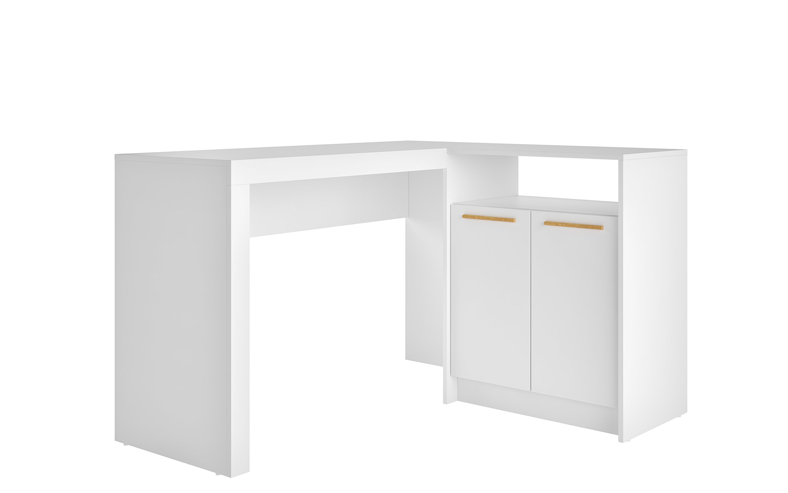 Kalmar Modern Office Desk by Manhattan Comfort - White Finish for Home & Workspace - Perfect for Remote Work, Study & Professional Office Setup