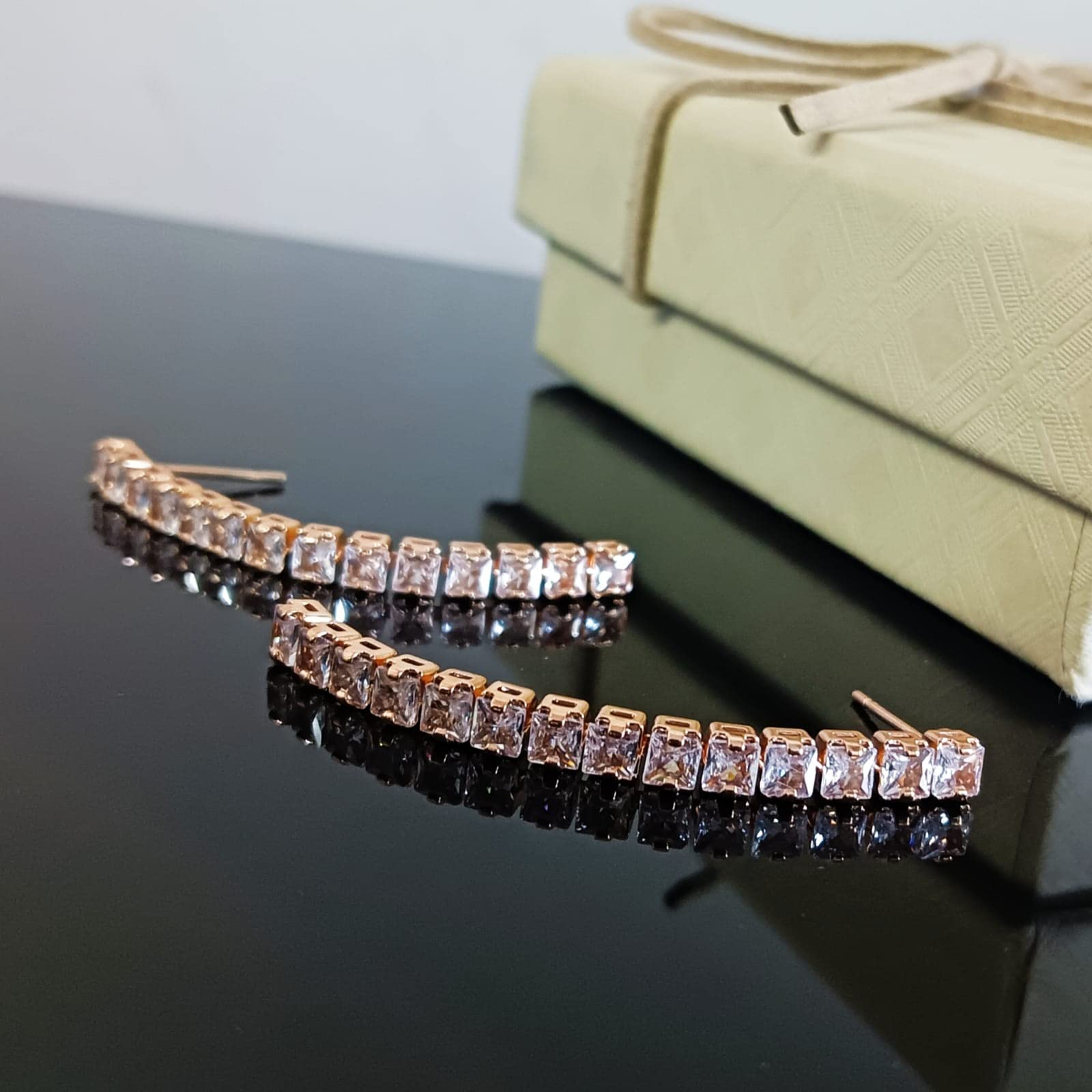 Elegant Cubic Zirconia Dangle Earrings for Women - Crystal Long Linear Bar CZ Earrings | Wedding, Prom, Party & Evening Wear Fashion Jewelry | Perfect for Bridal, Formal Events & Special Occasions