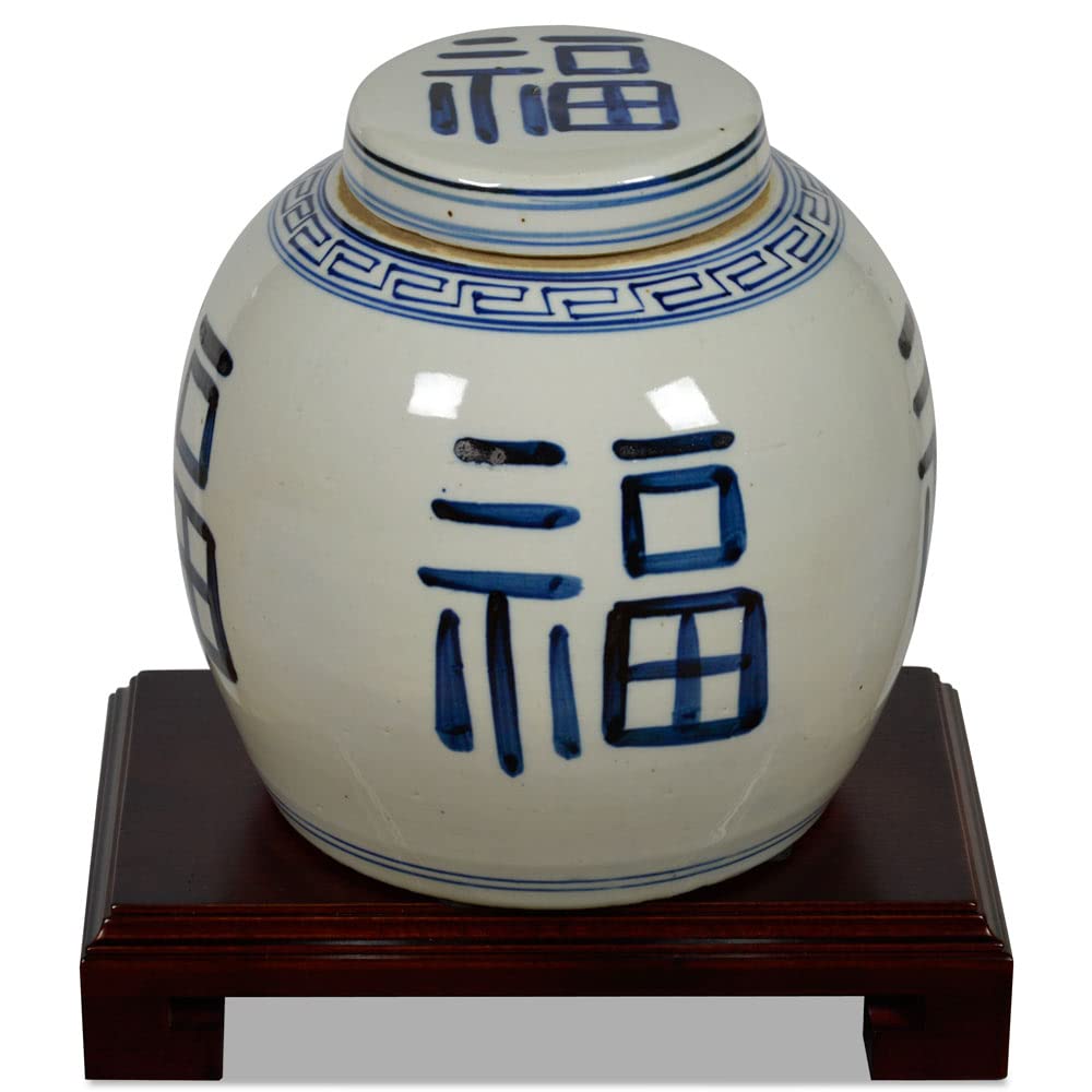 Antique Chinese Blue and White Porcelain Jar - Handcrafted Feng Shui Decor for Home & Office | Perfect for Living Room, Study, or Gift