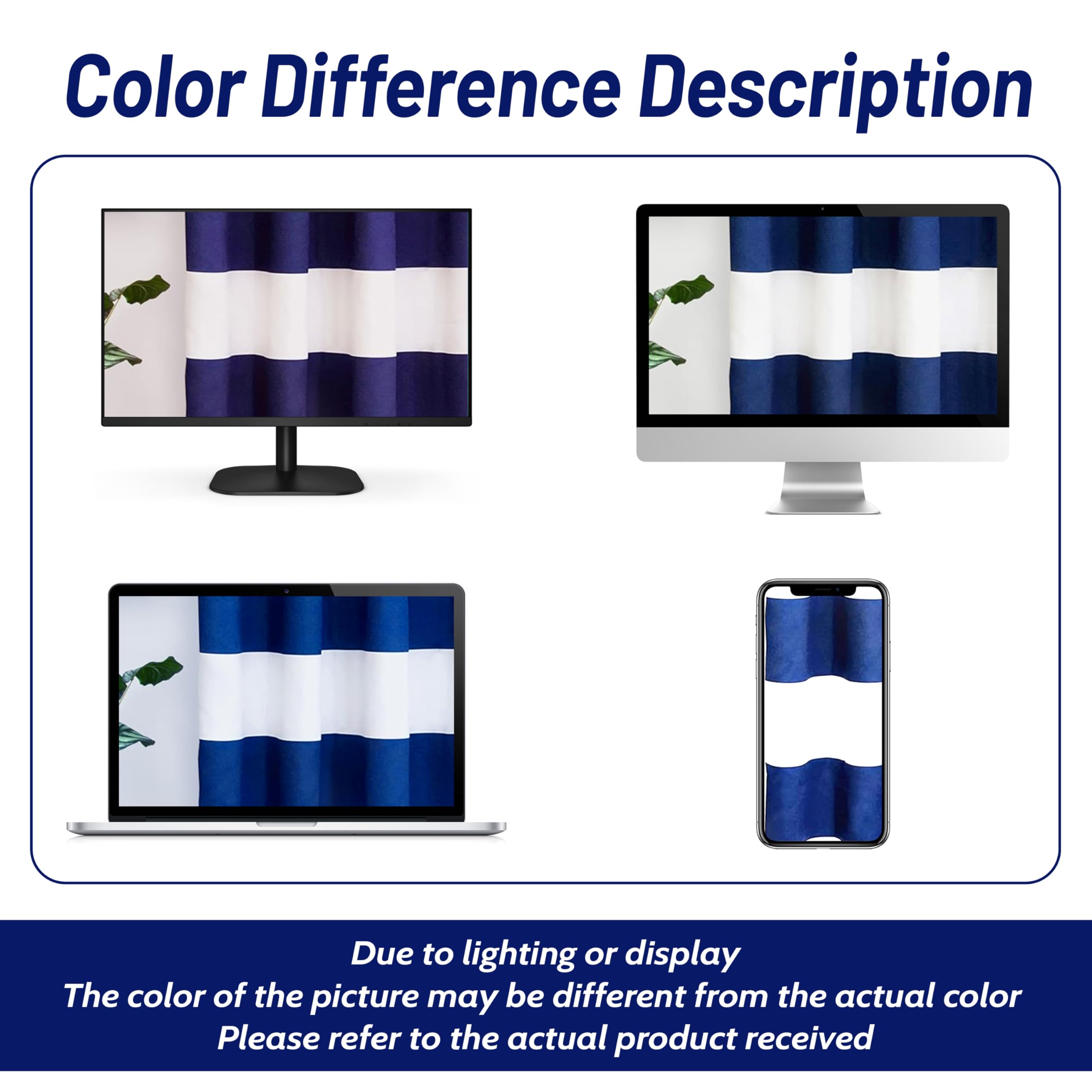 DriftAway Blackout Tie-Up Curtains 45x63 Inches - Navy Blue Striped Roman Shades with Rod Pocket, Adjustable Balloon Design for Small Windows - Perfect for Living Room, Kitchen & Bedroom Light Control