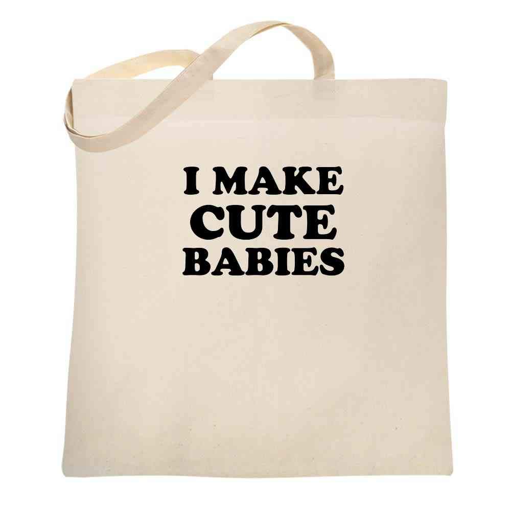 Funny 'I Make Cute Babies' Canvas Tote Bag for Mom & Dad - 15x15 Inches Large Reusable Shopping Bag - Perfect for Groceries, Beach Trips & Parenting Humor