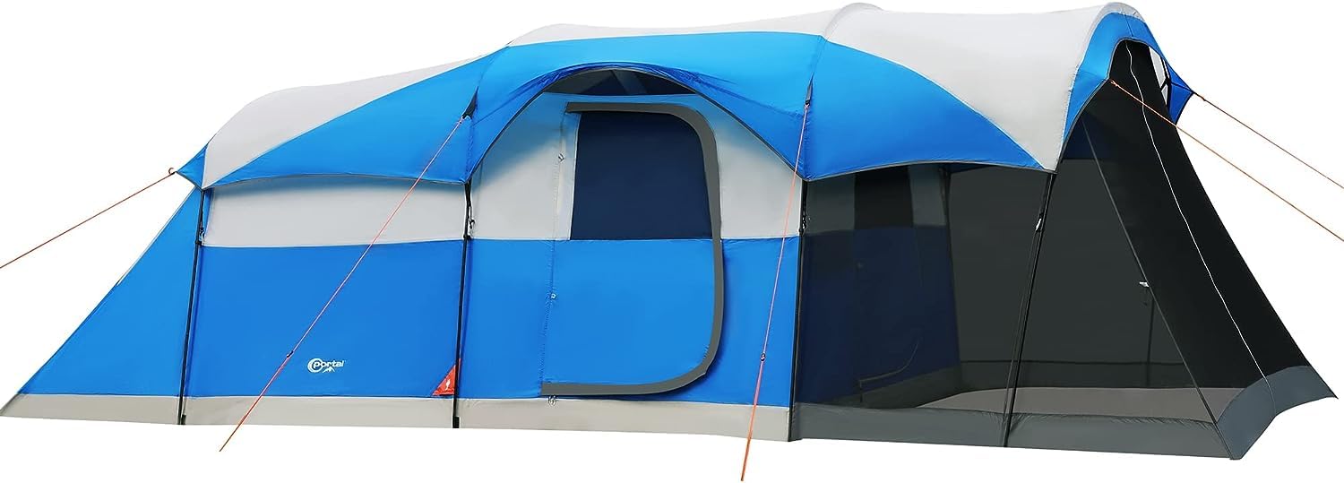 6/8/10 Person Family Camping Tent with Screen Room - Waterproof Tunnel Tent with Rainfly for Outdoor Adventures, Backyard Parties & Family Gatherings - Spacious Shelter for Camping, Festivals & Emergency Preparedness