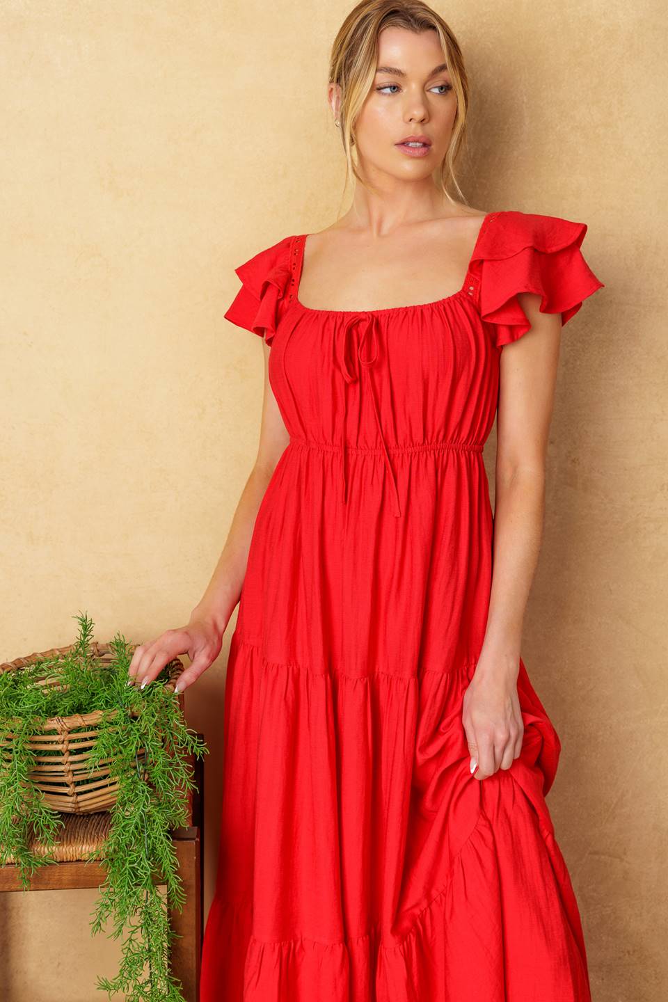 Stylish GET WITH IT Woven Midi Dress for Women - Perfect for Office Wear, Date Nights & Summer Outfits