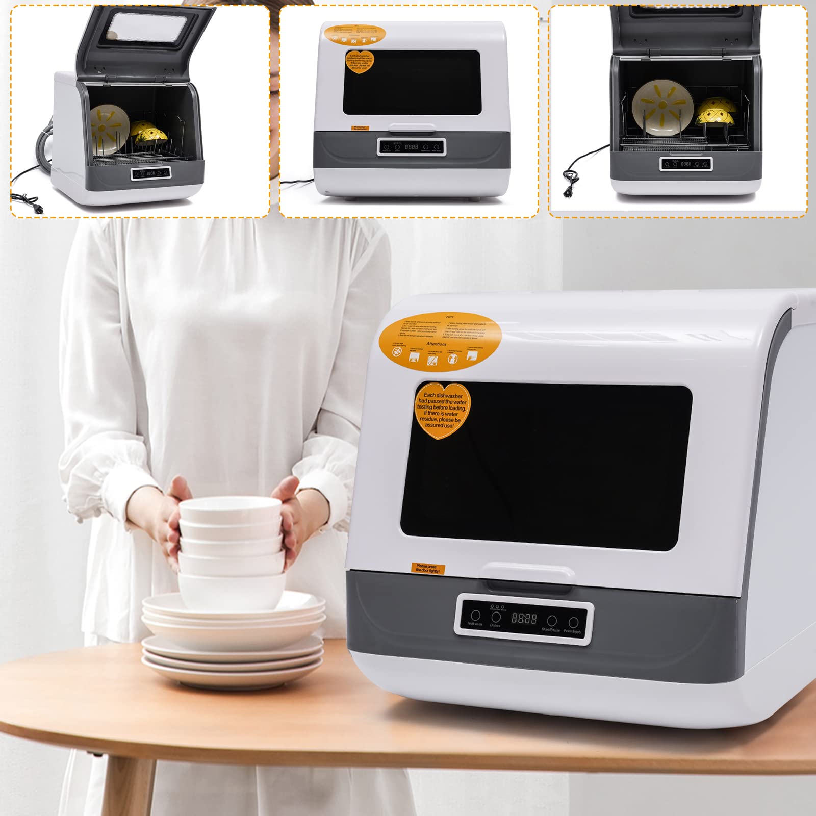 Portable Countertop Dishwasher - Large Capacity Compact Dishwashing Machine with 3 Wash Programs | Automatic for Apartments, Dorms, RVs & Small Kitchens | Perfect for Studio Living, Camping & Tiny Homes
