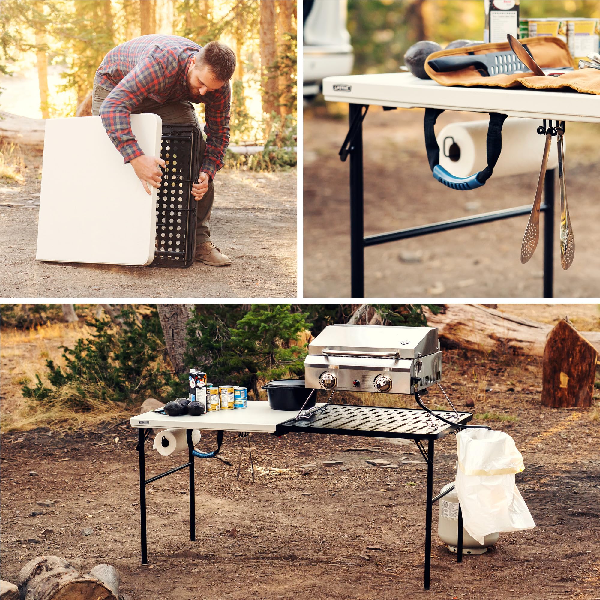 Lifetime Folding Tailgate Table with Grill Rack - Portable Outdoor Camping Station 5-Foot - Perfect for Picnics, Tailgating & Backyard BBQs