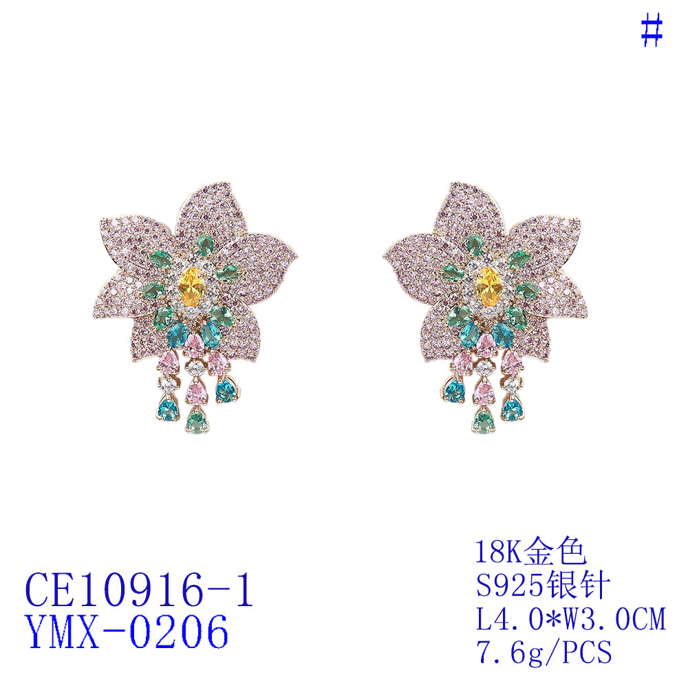 5A Cubic Zirconia Flower Earrings for Women - Elegant Wedding Jewelry Accessories - Perfect for Bridal, Prom & Special Occasions