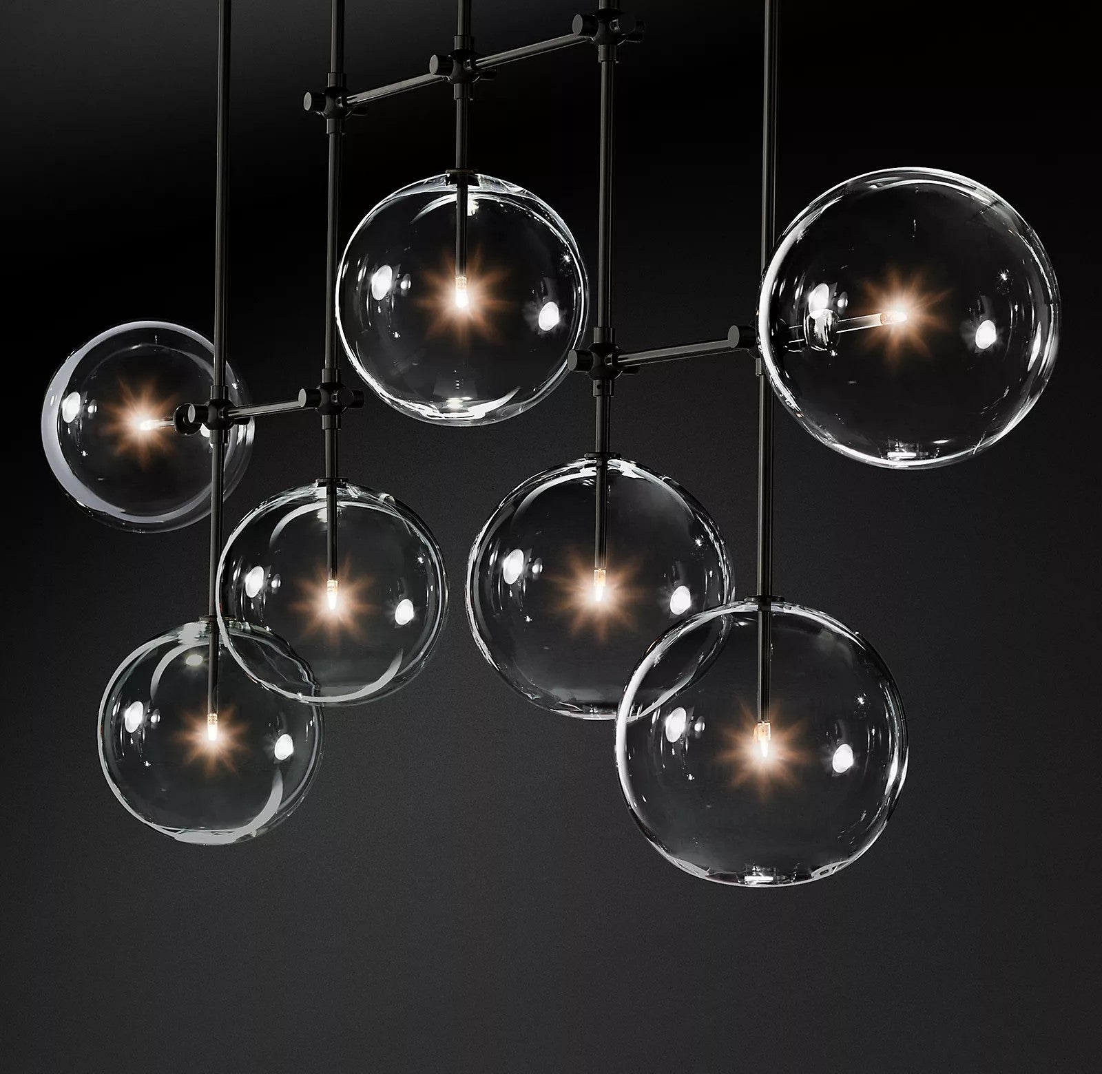 Elegant Glass Globe Chandelier - Modern Crystal Ceiling Light Fixture for Dining Room, Living Room & Bedroom Decor