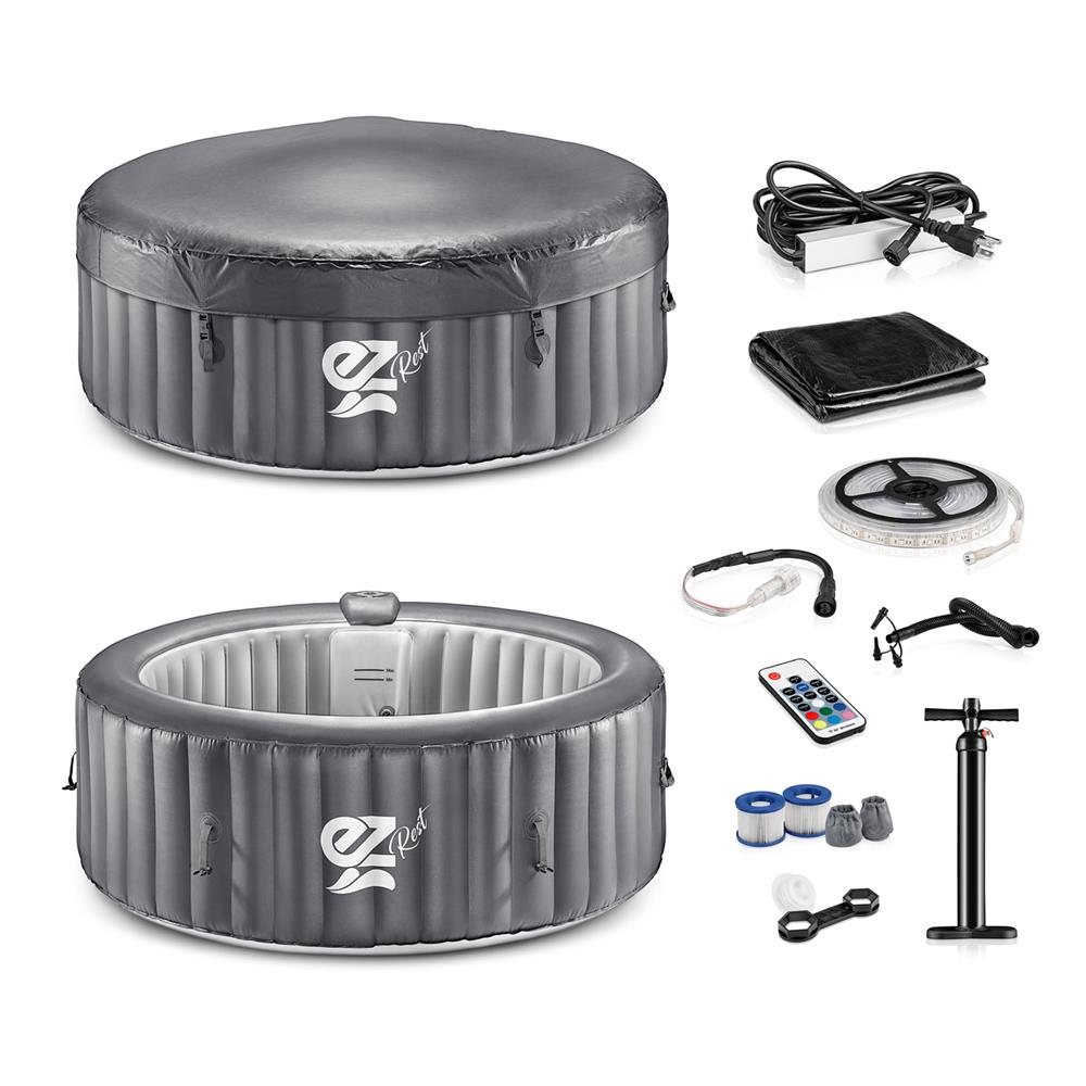 Inflatable Round Spa Pool with LED Lights - Perfect for Backyard Relaxation, Outdoor Parties & Family Fun