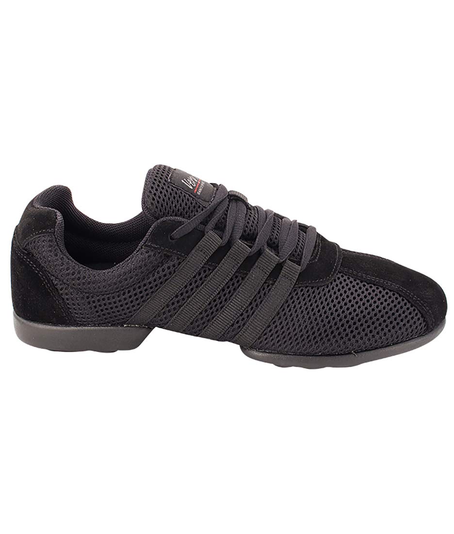 Premium Unisex Dance Sneakers - VFSN018 Black Size 5.5 with Foldable Brush - Comfortable Ballroom & Latin Dance Shoes for Professional Performances & Practice