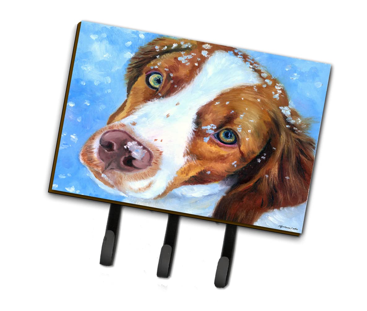 Caroline's Treasures 7348TH68 Snow Baby Brittany Spaniel Wall Hook - Key Holder, Coat Rack & Leash Organizer for Entryway, Kitchen & Bathroom | Perfect for Hanging Keys, Towels, Aprons & Dog Leashes