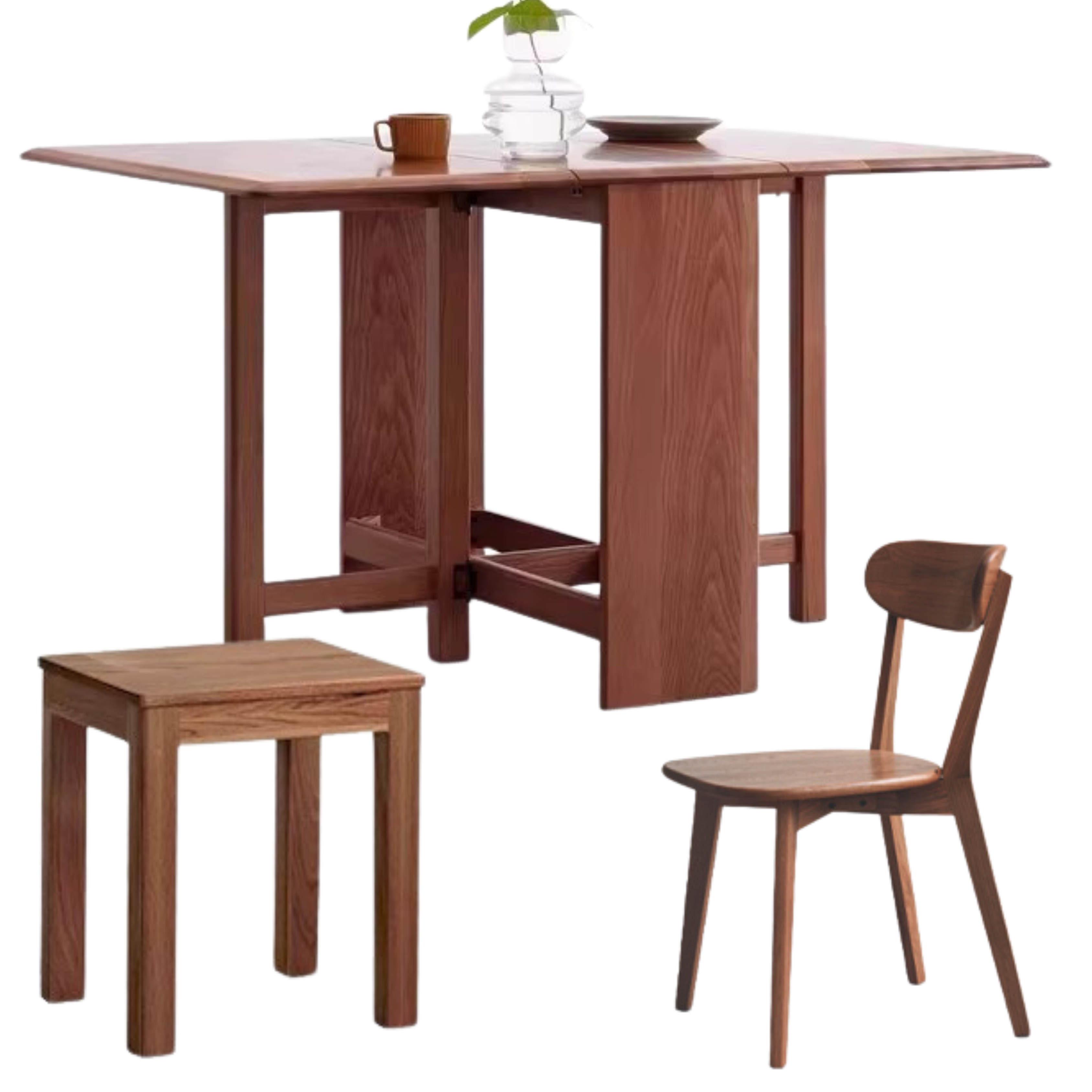Solid Oak Folding Dining Table - Extendable Wooden Table for Small Spaces | Perfect for Apartments, Patios & Outdoor Entertaining