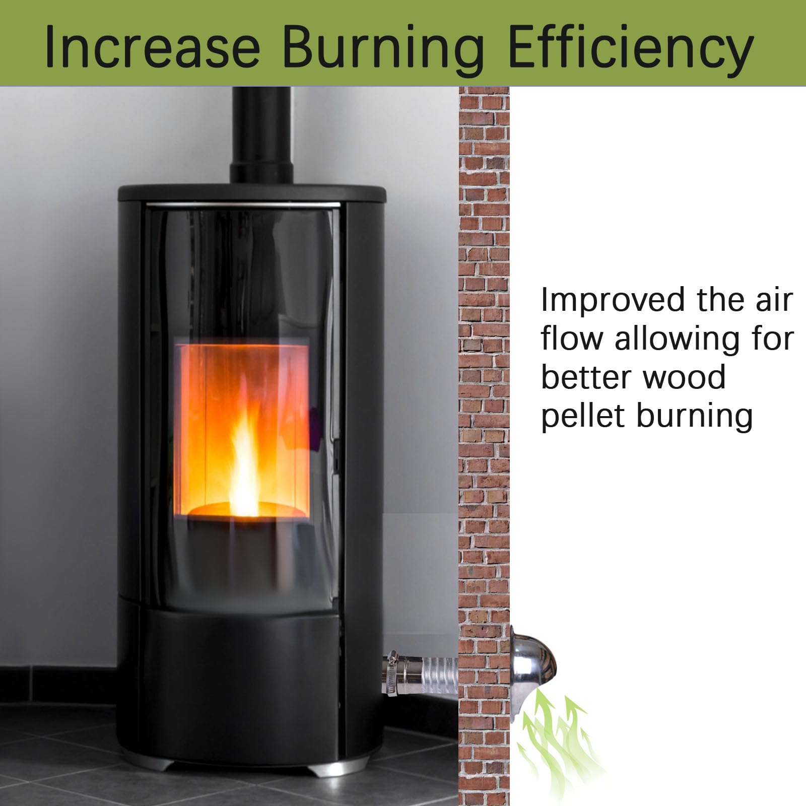 **High-Efficiency Pellet Stove Fresh Air Intake Kit - 2x60 Inch Extendable & Bendable Pipe with Weather-Resistant Stainless Steel Rain Cover - Perfect for Home Heating & Outdoor Use**