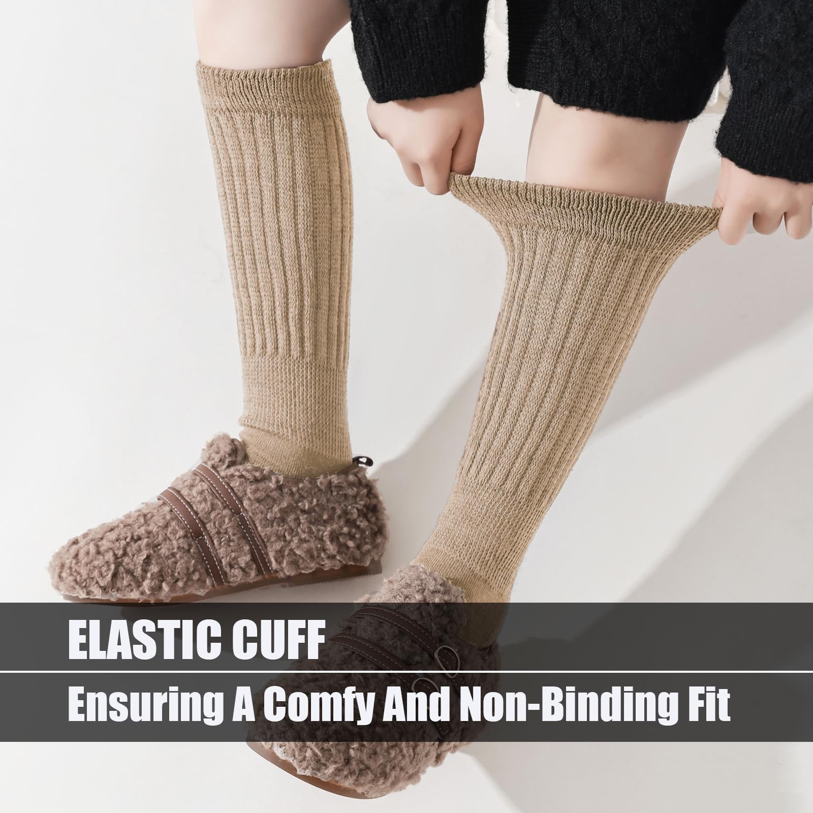 Soft Warm Slouch Socks for Girls & Kids - Knee High Scrunch Boot Socks (2/3 Pairs) - Perfect for School, Winter Outfits & Casual Wear