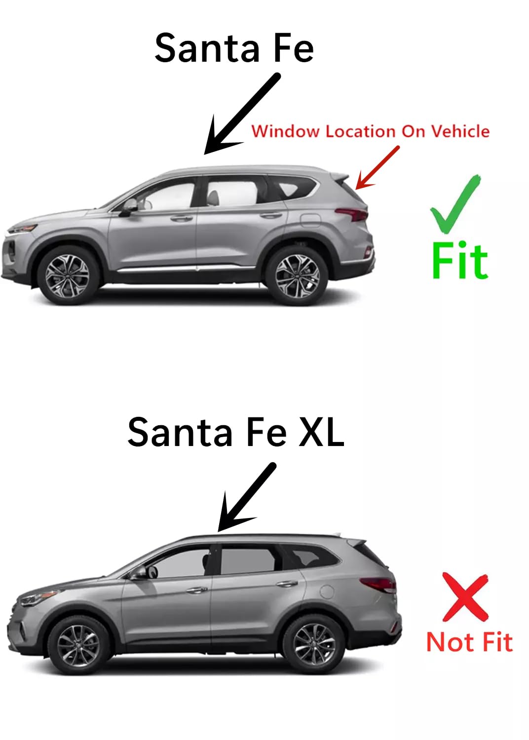 Heated Rear Window Glass Replacement for Hyundai Santa Fe 2019-2023 - Defrosting Car Back Glass for Winter Driving Safety