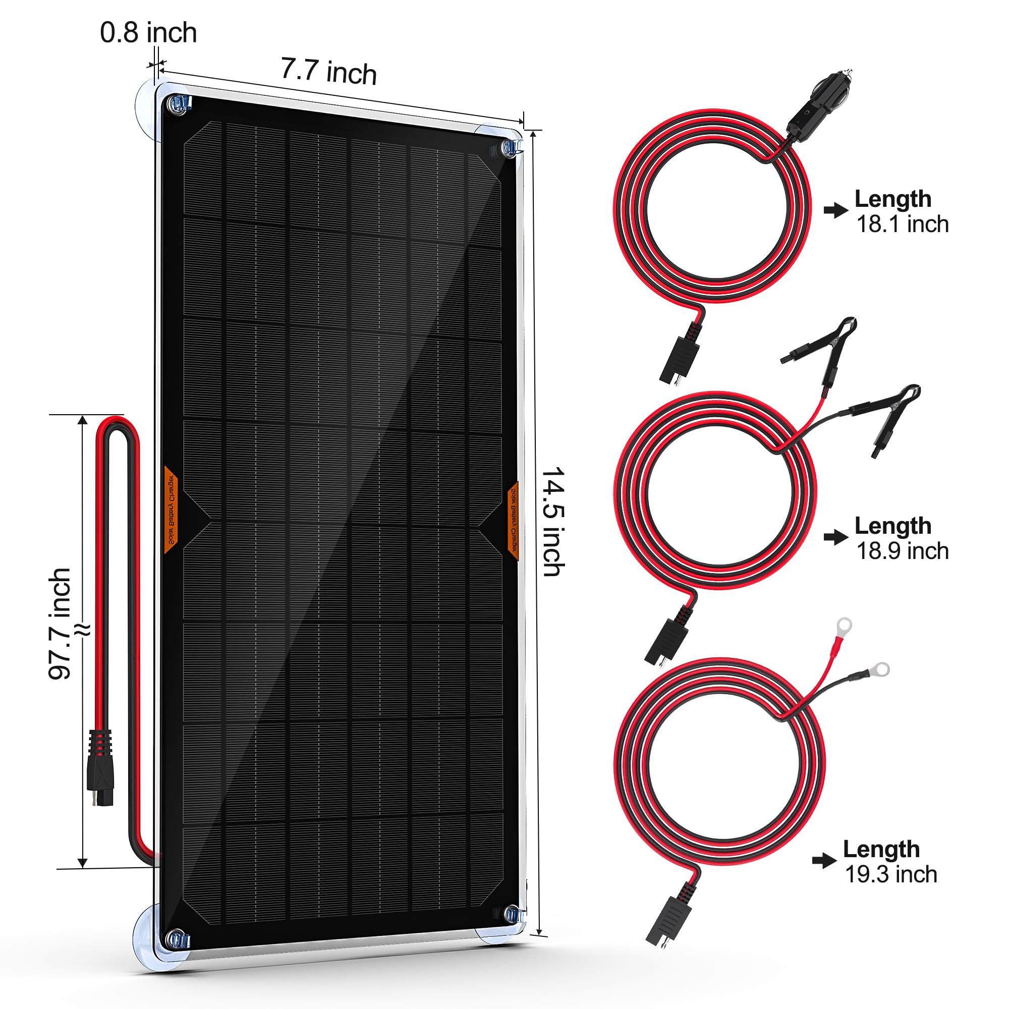 OYMSAE 10W 12V Solar Panel Car Battery Charger - Portable Waterproof Solar Power Trickle Charger & Maintainer for Car, Boat, RV, Automotive - with Cigarette Lighter Plug & Alligator Clips - Perfect for Outdoor Camping, Road Trips & Emergency Power Backup