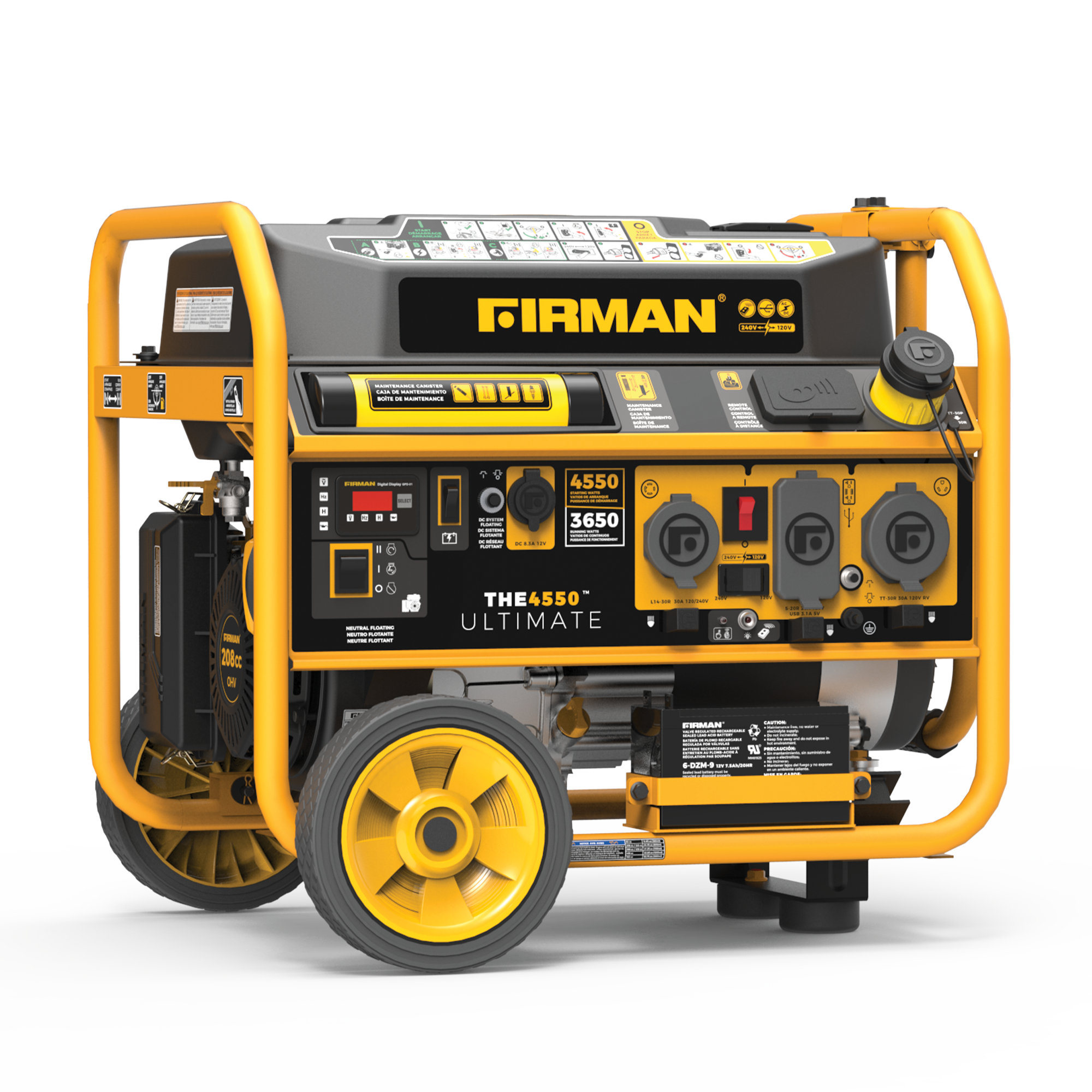 4550W Portable Gas Generator with Remote Start - Dual Voltage 120V/240V - Ideal for Home Backup, Camping & Outdoor Power Needs