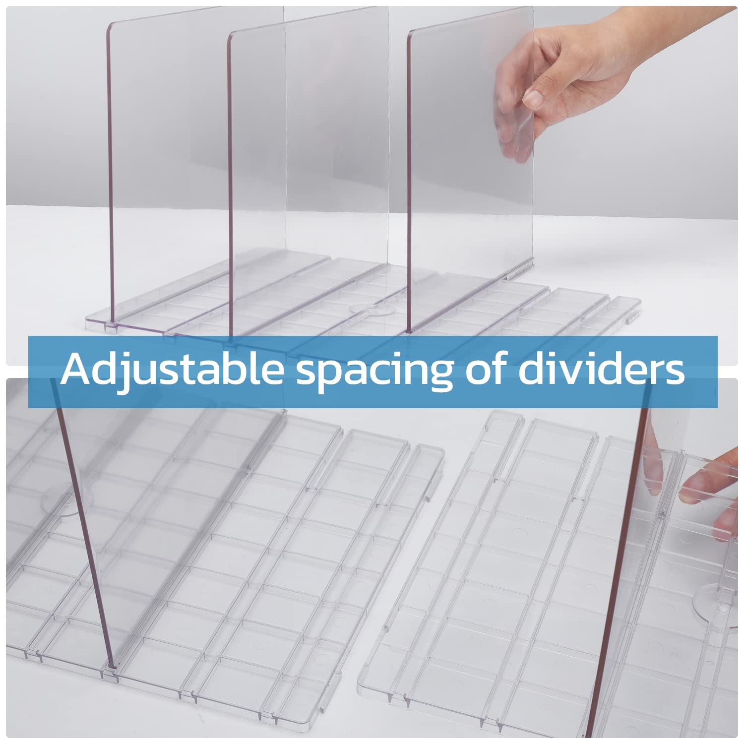 Clear Acrylic Shelf Dividers for Closet Organizer - Adjustable Purse & Handbag Organizer for Bedroom, Bookshelf, Wardrobe (2 Pack, 5 Dividers) - Perfect for Organizing Clothes, Purses, Shoes & Accessories in Closets & Shelves