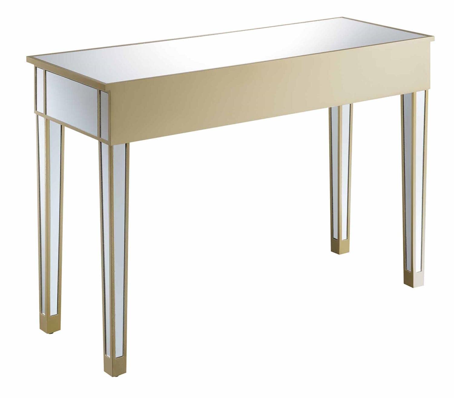 Convenience Concepts Gold Coast Desk - Champagne Finish with Mirror Top | Stylish Home Office & Study Desk for Small Spaces
