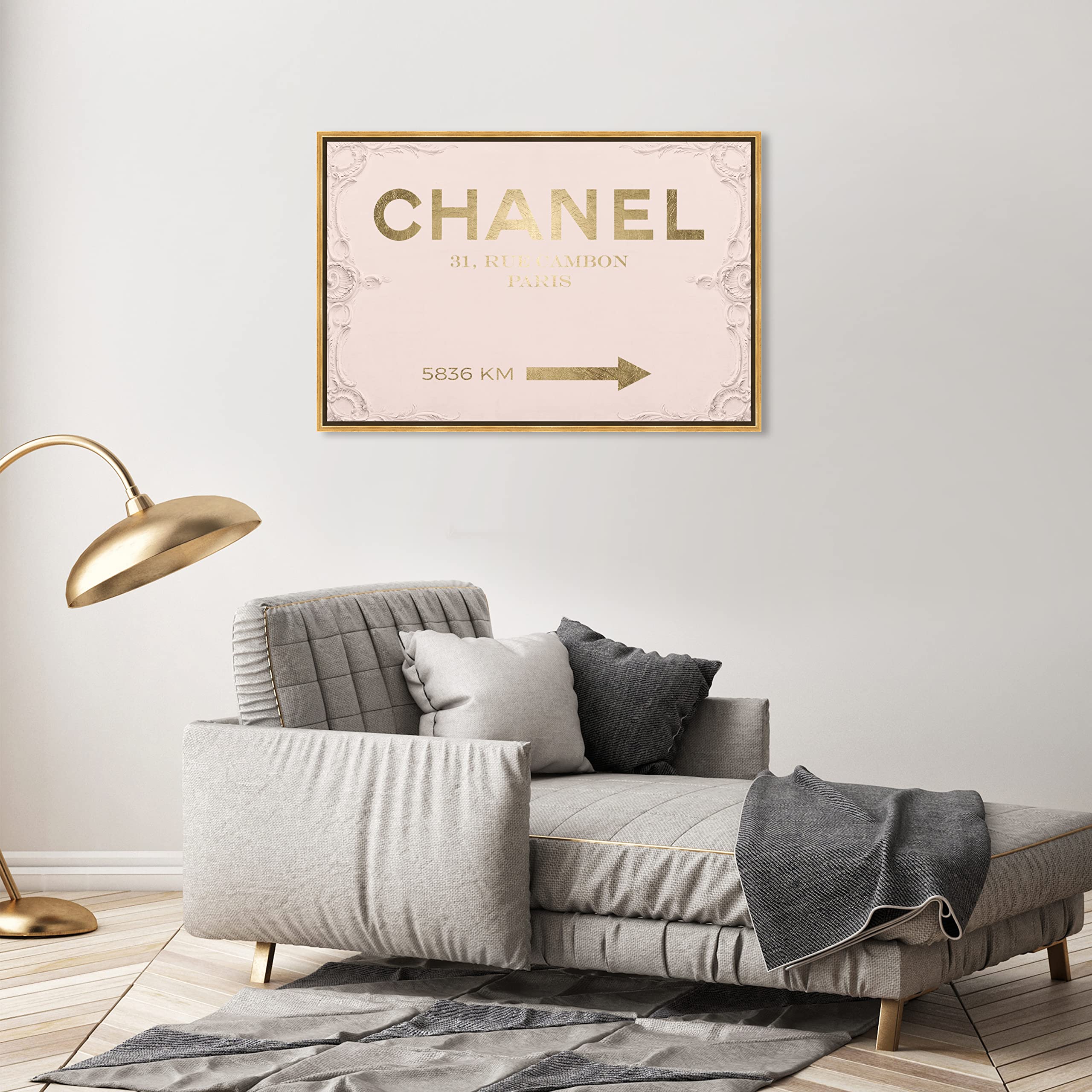 Oliver Gal Artist Co. Fashion & Glam Gold Framed Canvas Wall Art - Rococo Style Pink & Gold Home Decor (36x24 Inches) - Perfect for Living Room, Bedroom & Bathroom Décor | Modern Luxury Wall Art for Women's Fashion Inspired Spaces