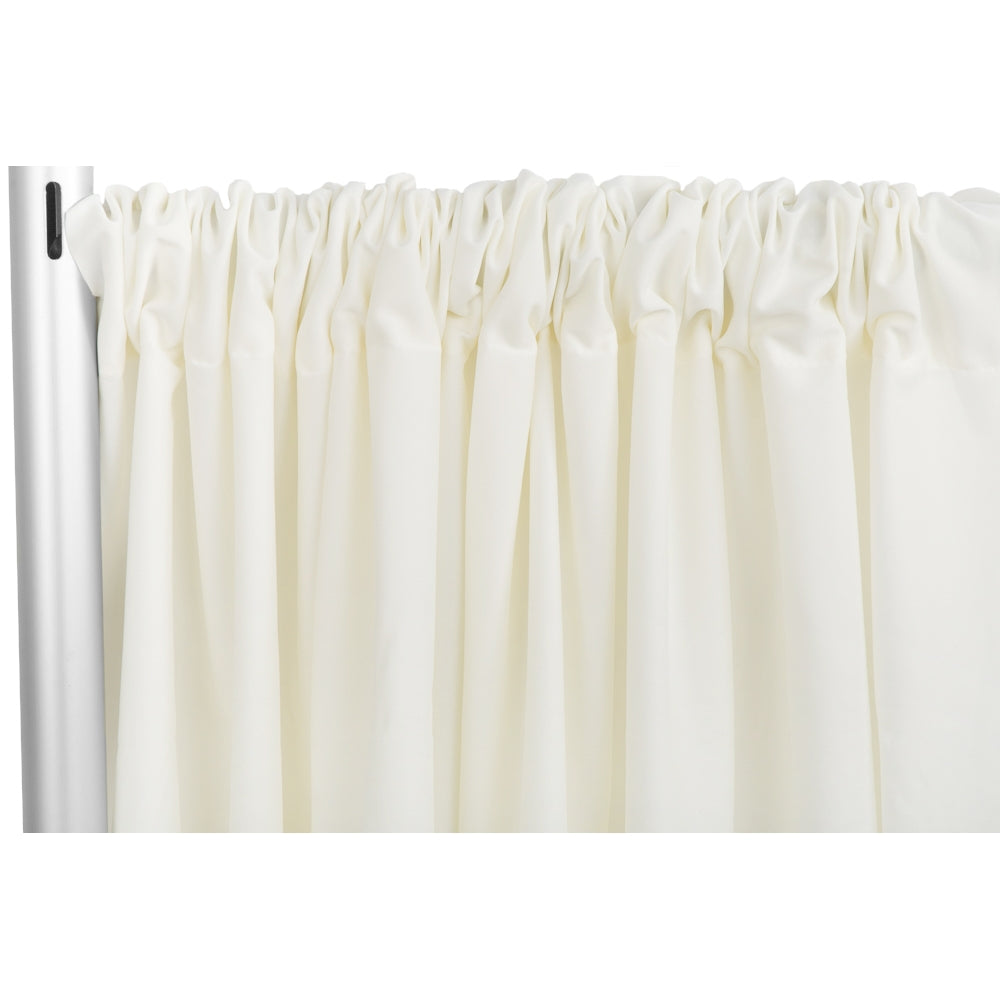 Fire Retardant (FR) 10ft x 60ft Poly Premier Drape Backdrop in Ivory - Perfect for Stage Curtains, Theater Backdrops, and Event Decorations