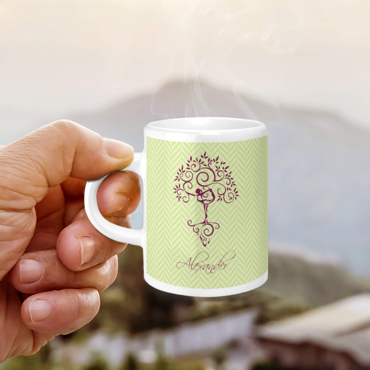 Personalized Yoga Tree Single Shot Espresso Cup - Handmade Ceramic Coffee Mug for Home, Office & Meditation - Perfect Gift for Yoga Lovers & Coffee Enthusiasts