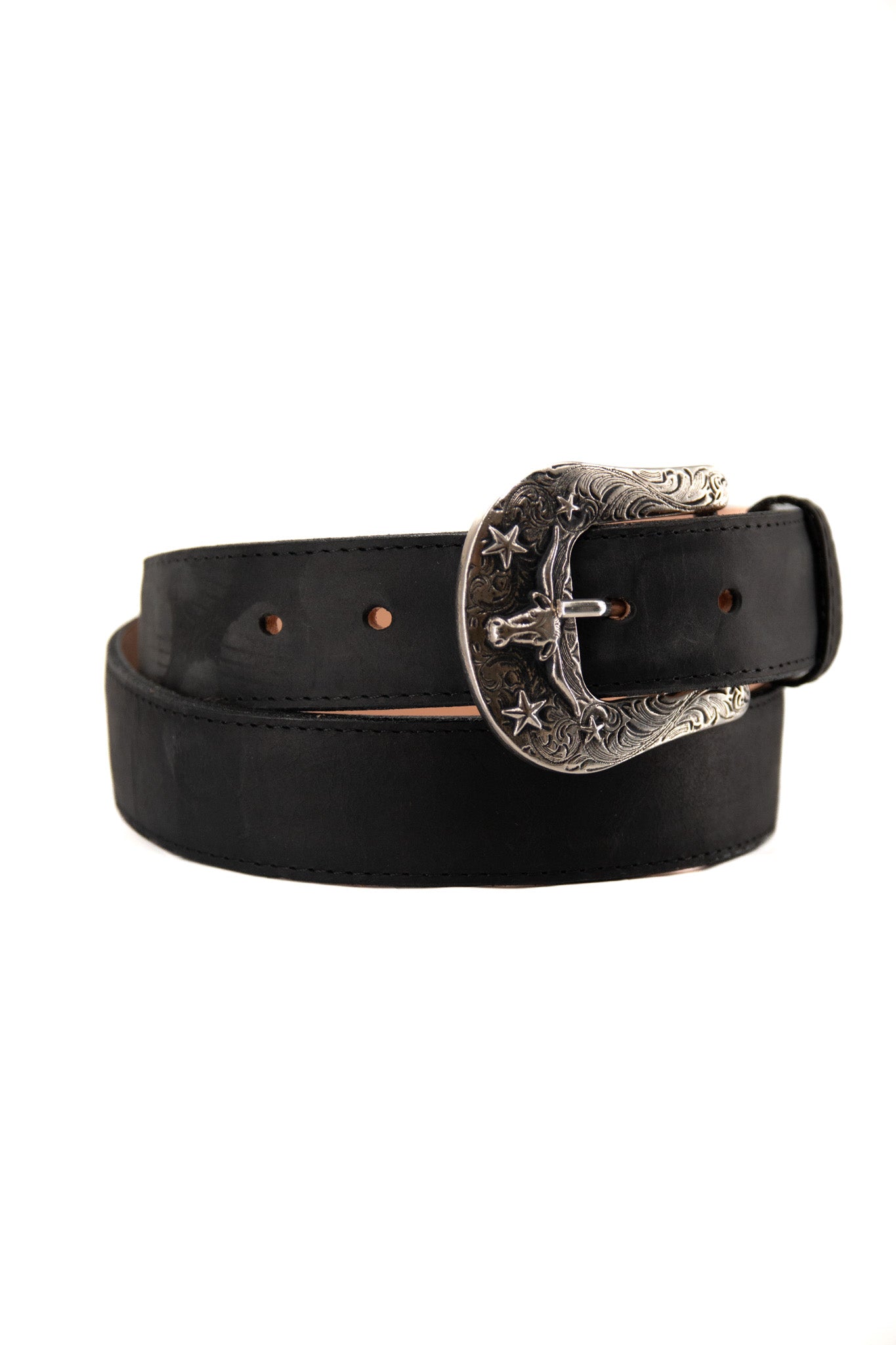 Premium Genuine Leather Western Cowboy Belt with Longhorn Buckle - Stylish & Durable for Rodeo, Ranch Work & Country Fashion